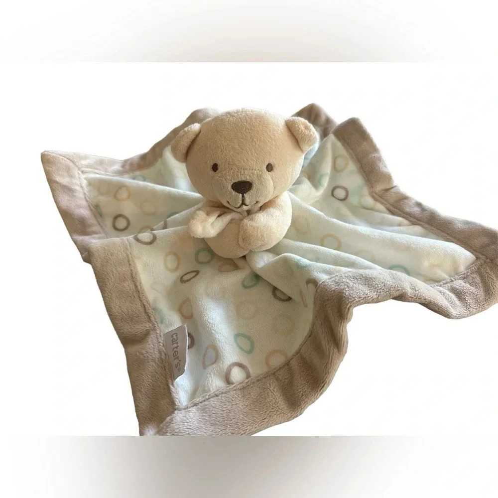 Carter’s Plush Tan Bear Lovey Security Blanket Gender Neutral Baby Comfort Toy